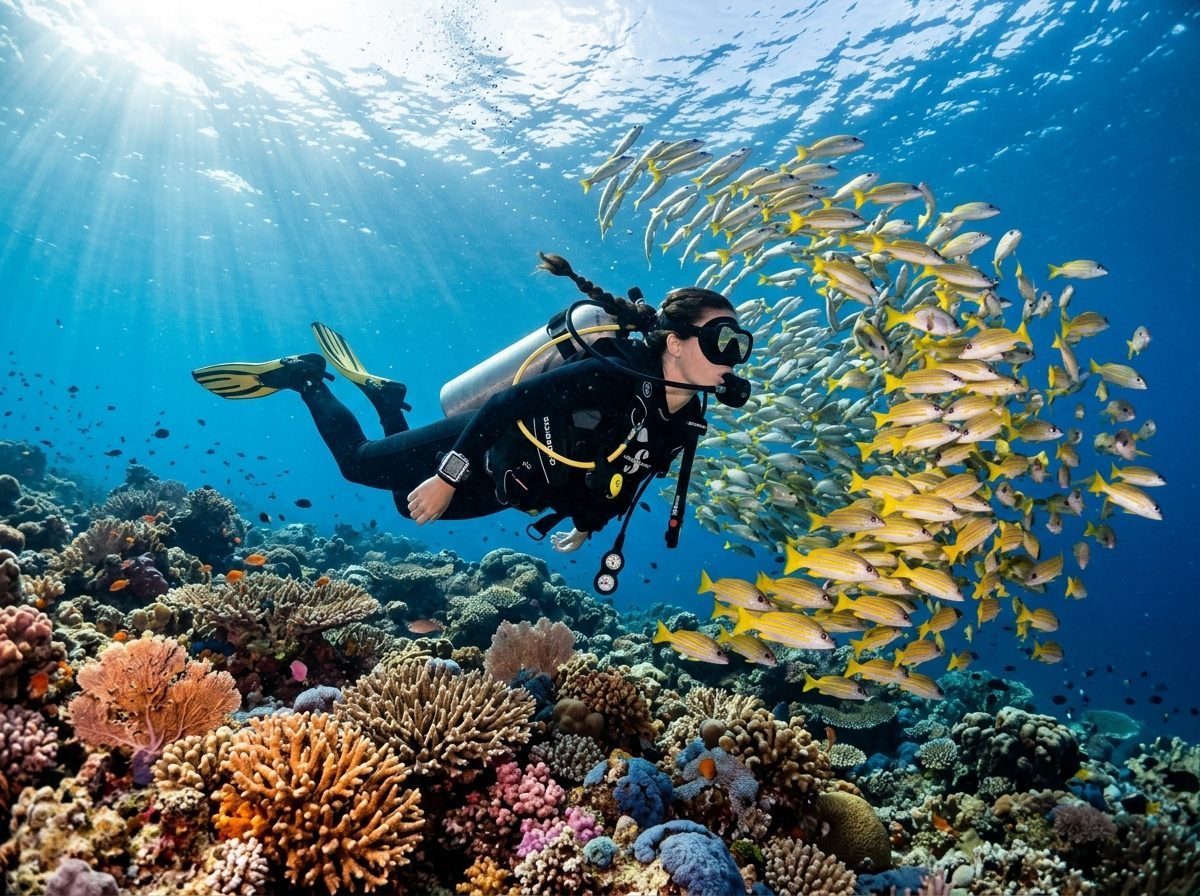 Scuba Diving Tropical Coral Reef and Fish in Bali