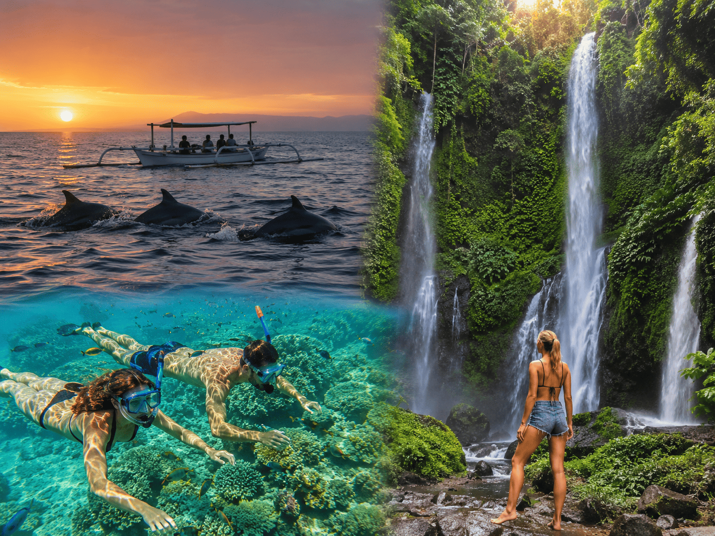 Bali Dolphin, Snorkeling & Sekumpul Waterfalls Tour - Bali tour package photo