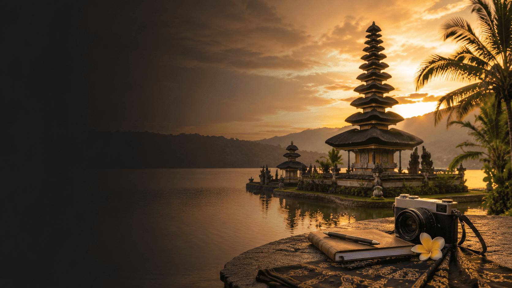 Balinese temple at sunset, Bali travel inspiration